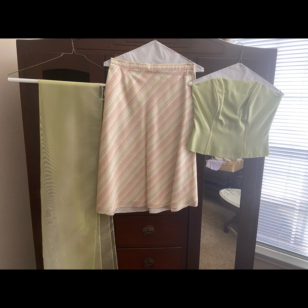 skirt & strapless bodice with shawl